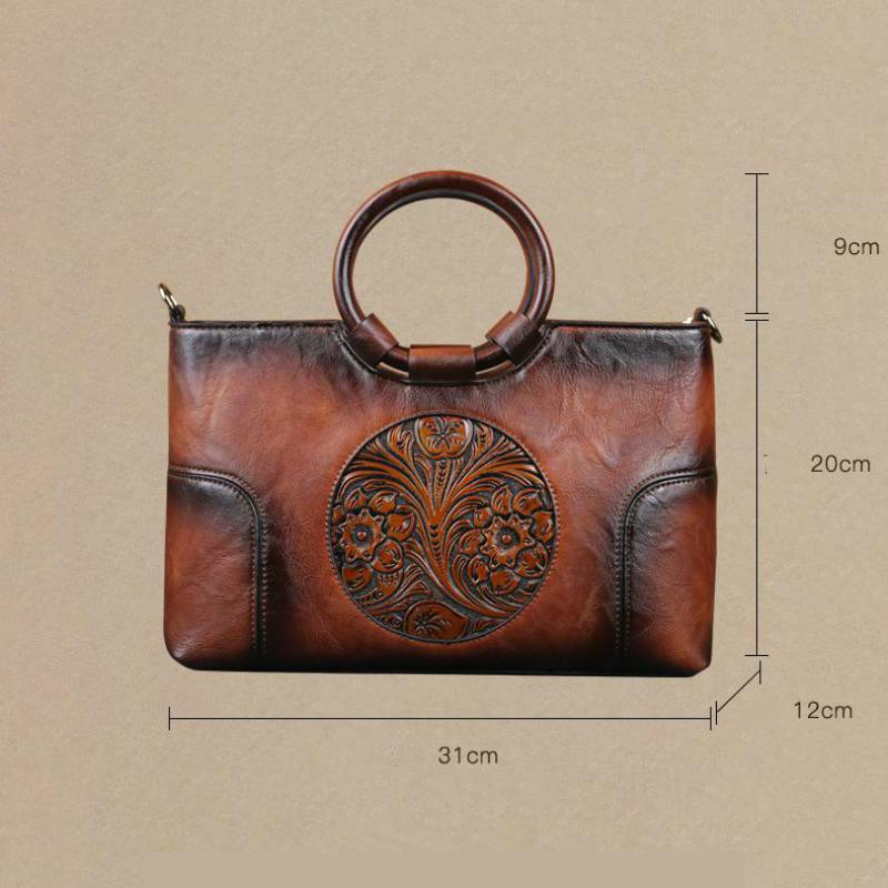 2025 New High Quality Leather Women Handbag Retro Handmade Embossed Shoulder Bag for Women Large Capacity Female Messenger Bags