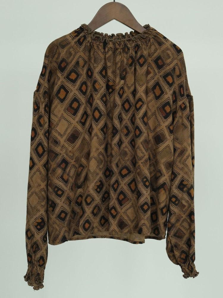 

Johnature женские винтажные футболки с цветочным принтом, свободные футболки из двойного хлопка с длинными рукавами, осенние женские футболки One Size коричневый