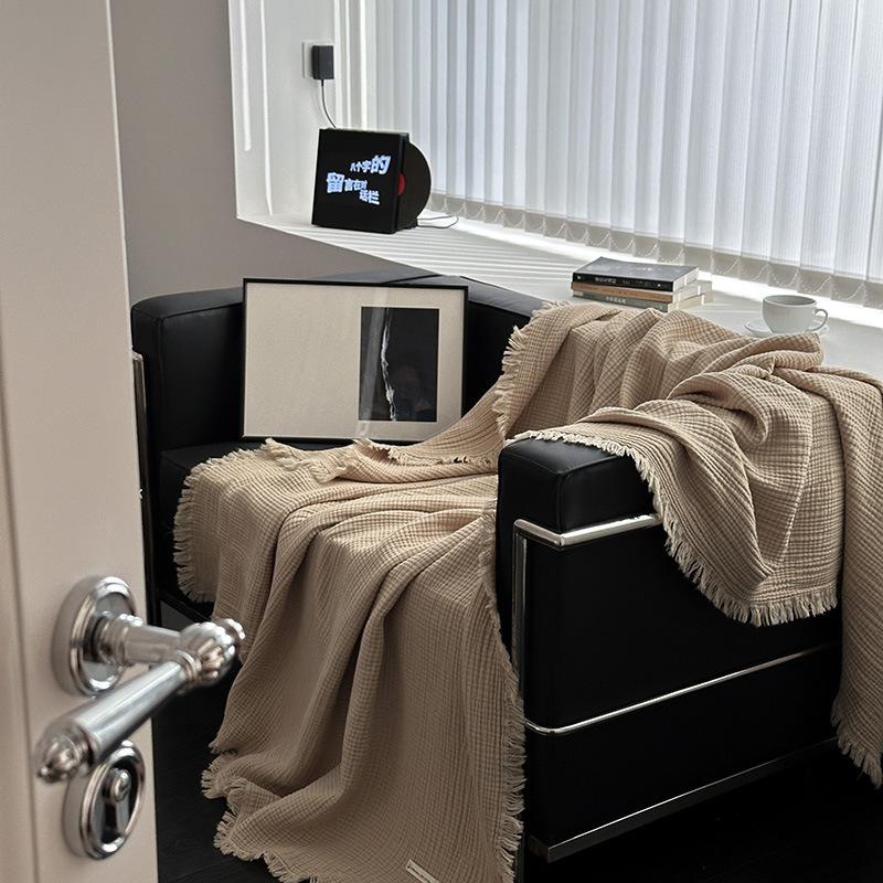 100% Cotton Muslin Throw Blanket Cozy Soft Washed Cotton Blanket,All Season Breathable 6-Layer Gauze Blanket Throw for Sofa