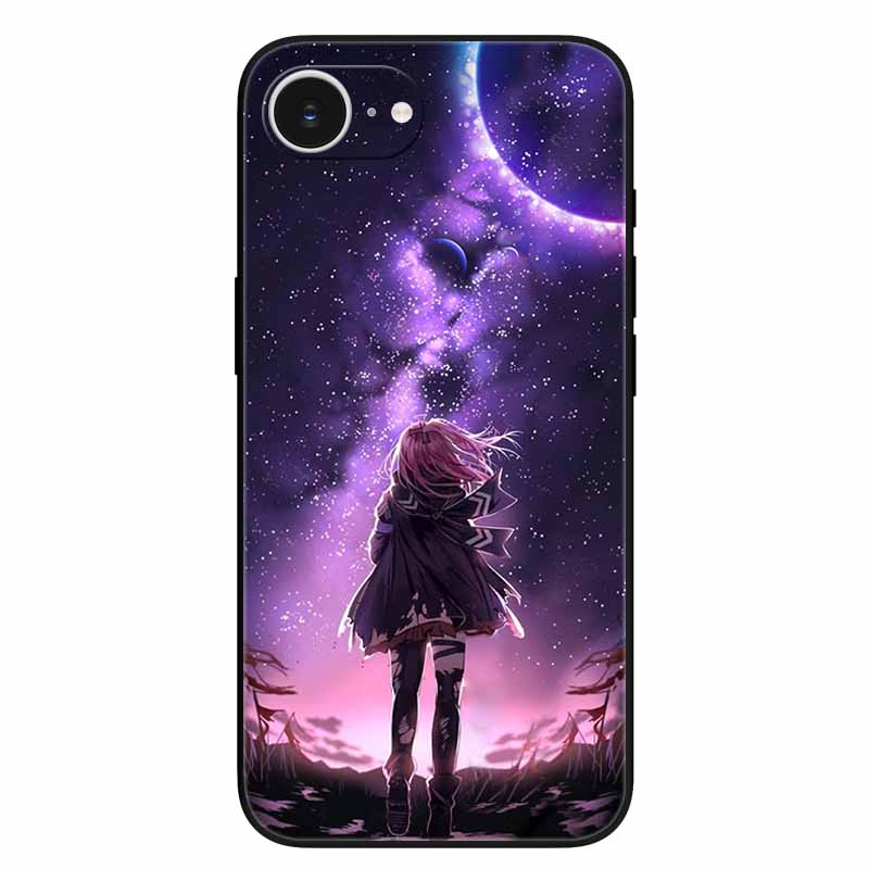 Schwarze Handyhülle Cover für Apple iPhone 16e Hüllen Gedruckte TPU Weiche Stoßfängerhülle für iPhone16e 16e 2025 Schutz Silikonhüllen