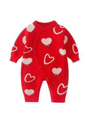 Baby Mädchen Rot Herbst/Winter 100-Tage Baumwolle Strampler & Pullover Set