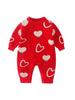 Baby Girls' Red Autumn/Winter 100-Day Cotton Romper & Sweater Set