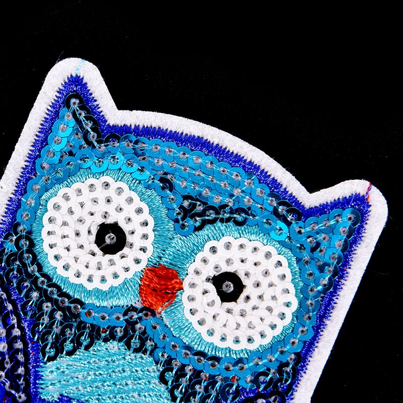 Owl Sequins Iron On Patches Sew-on Embroidered Motif Applique For Clothing KjETR Owl Sequins Iron On Patches Sew-on Embroidered Motif Applique For Clothing KjETR