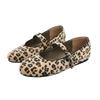 Autumn and winter fashion versatile leopard print flat-soled single shoes round head soft sole Doudou shoes with Mary Jane shoes