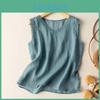 Casual Tanks Cotton Camis Outer Wear Vest Womens Summer New Fashion Retro Embroidered Cotton Linen Loose Sleeveless Top White