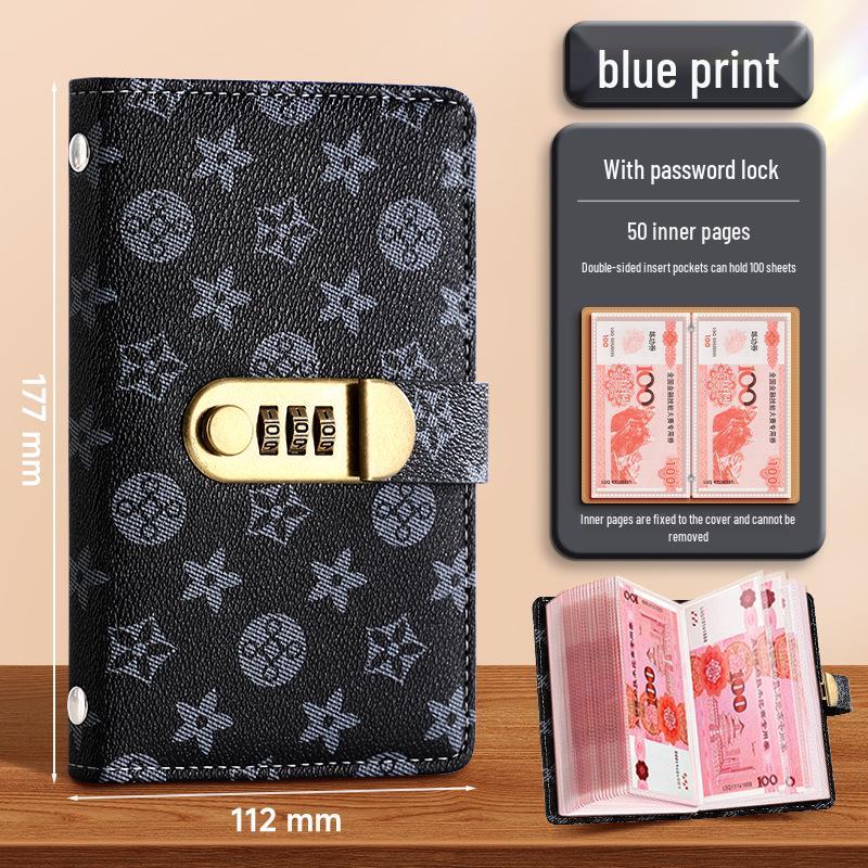 Cross-Border A6 Savings Book: Large Flower Lock, Cash Clip, Money Album with Large Capacity