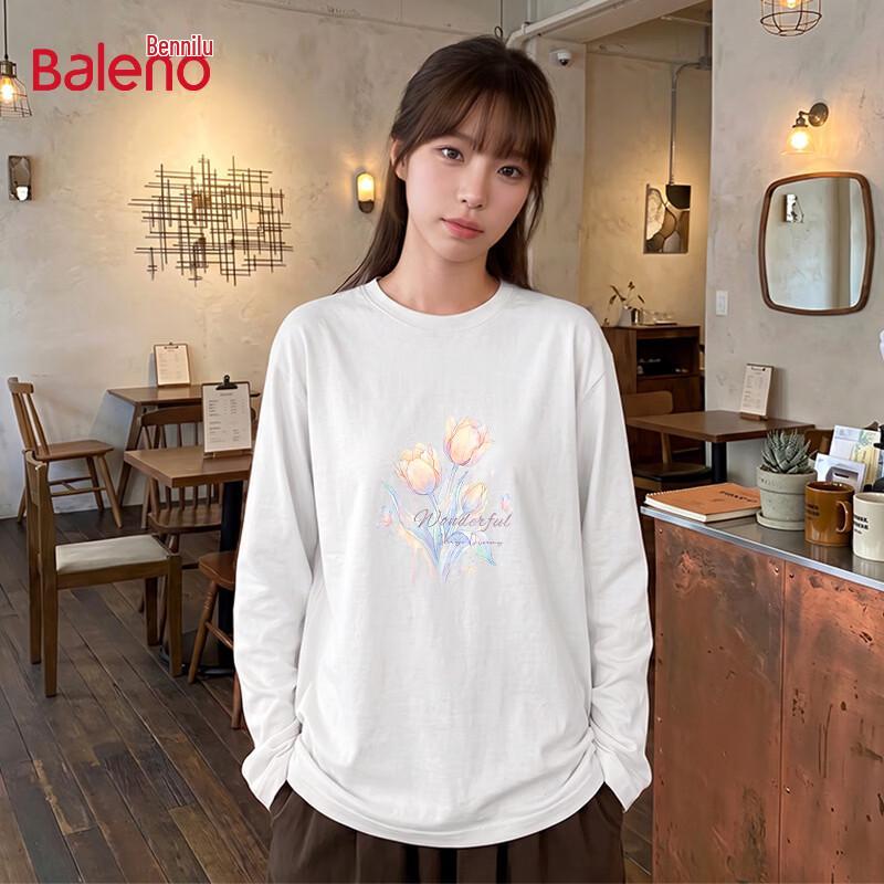 Baleno Women's Cotton Long Sleeve T-Shirt with Pastel Tulip Graphic