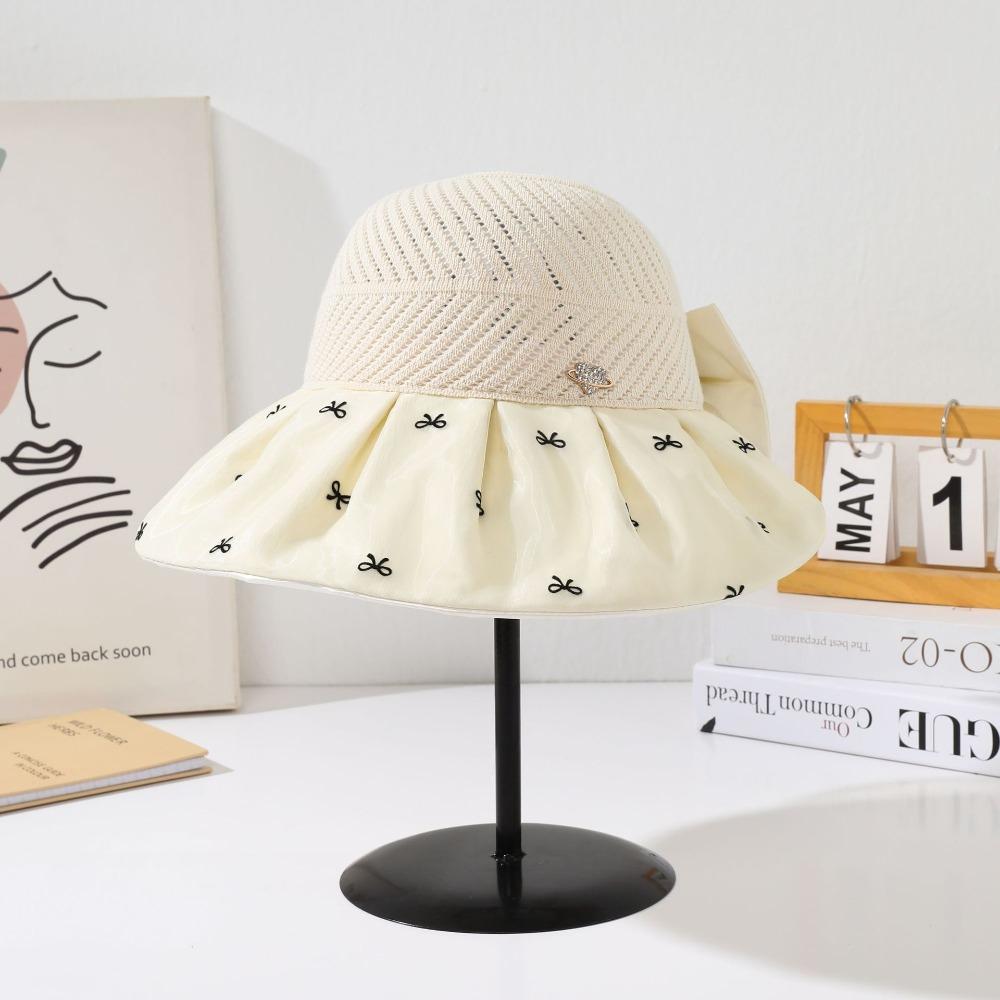 Sweet Empty Top Sun Hat Bowknot Foldable Visor Cap Breathable Sun Protection Cap  Outdoor