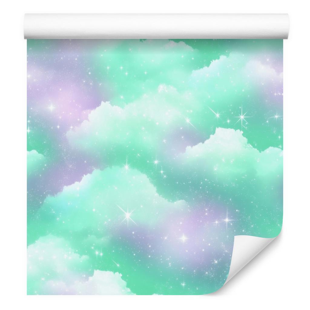 Mint and Blue Watercolor Galaxy Wallpaper for Living Room and Bedroom 50x1000