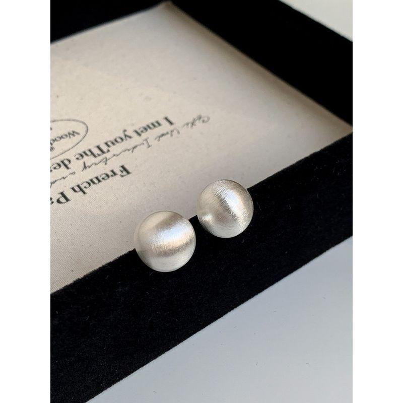 Cool Style S925 Brushed Small Steamed Bun Hipster Female Silver Needle Brushed Silver
