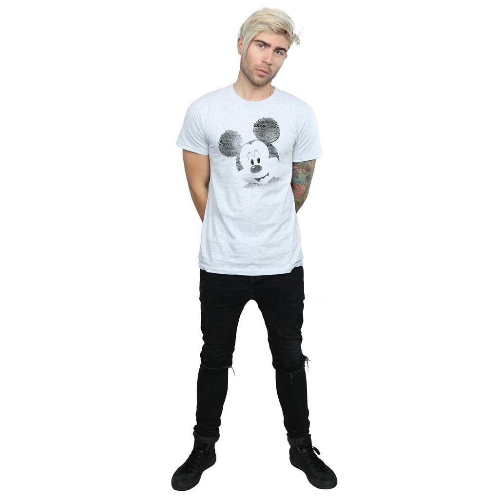 Disney Mens Mickey Mouse Text Face T-Shirt
