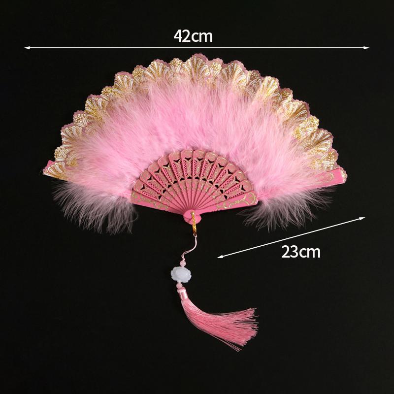 Classical Silk Folding Fan Chinese Style Dancing Foldable Feather Fan Portable Crafts Gift Creative Wedding Party Photo Props