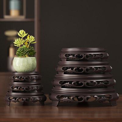 Plateau rond épaissi pour vases à fleurs et aquariums avec des pierres uniques