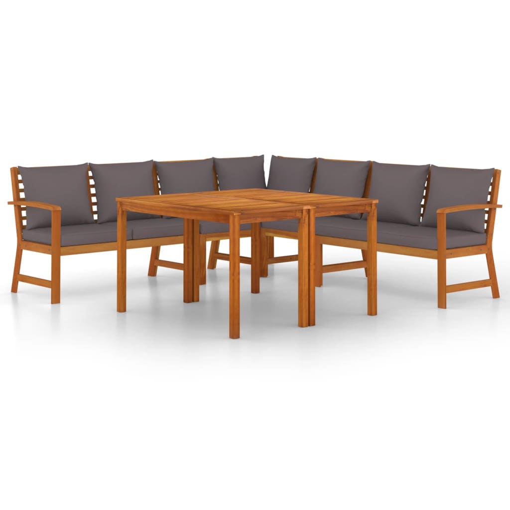 Vidaxl 7-Piece Garden Furniture Set With Cushions, Solid Acacia Wood