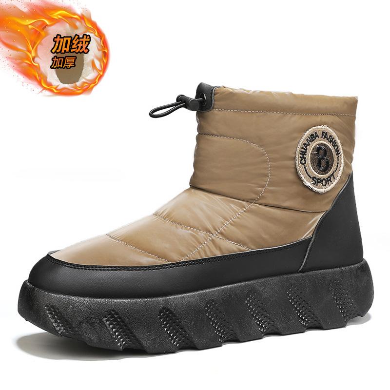 Men's Platform Snow Boots Velvet Warm Outdoor Bread Shoes High Quality High Top Plush Mens Boots Couple Thick-soled Cotton Shoes