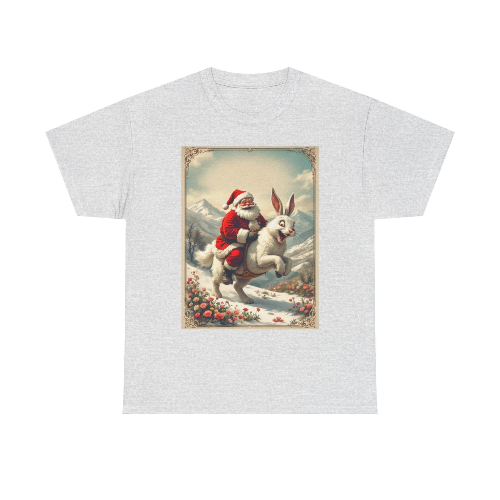 Santa Claus Rides the Easter Bunny T-Shirt Holiday Mashup Tee Christmas & Easter S