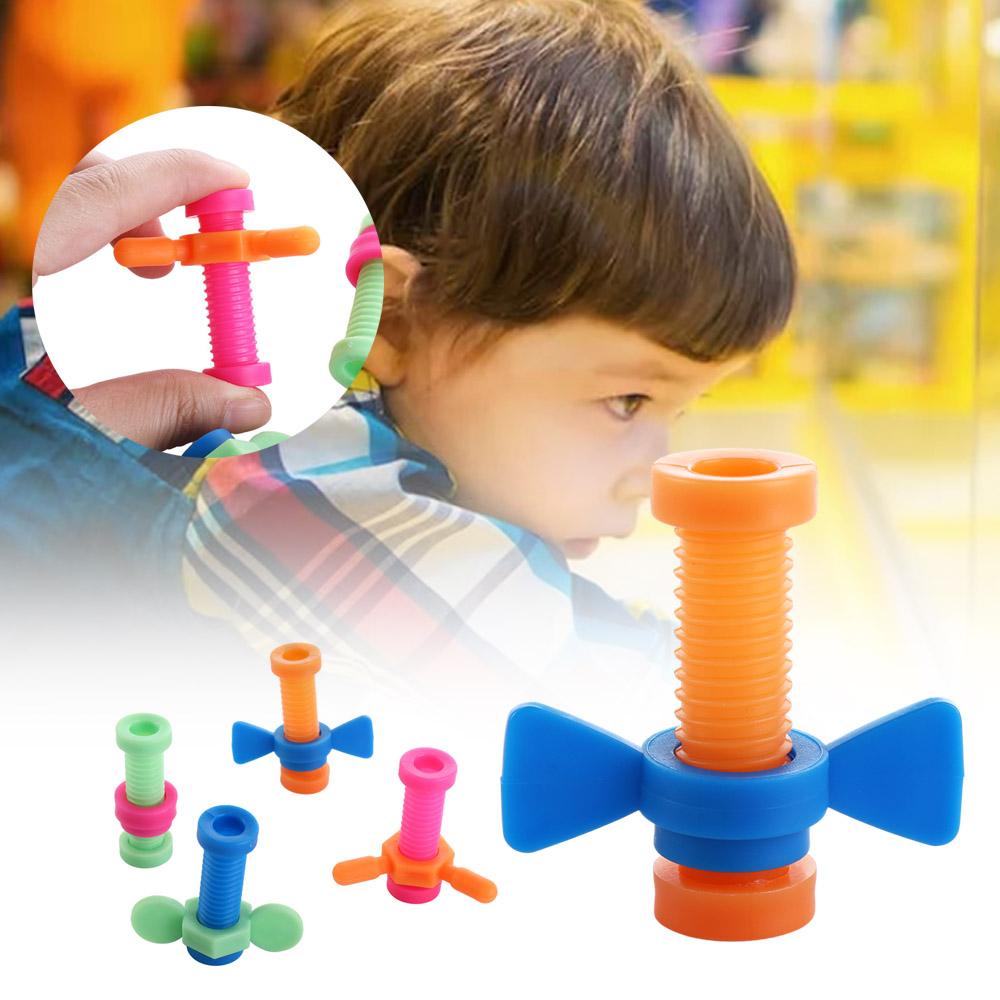 Sensory ABS Screwing Toy Rotating Screw Fidget Pencil Toppers for 4pcs/set Children Gifts