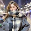 Winter Wool Scarf For Women Korean Black White Plaid Warm Scarves Thicken Warm Knitted Shawl Girls Neckerchief