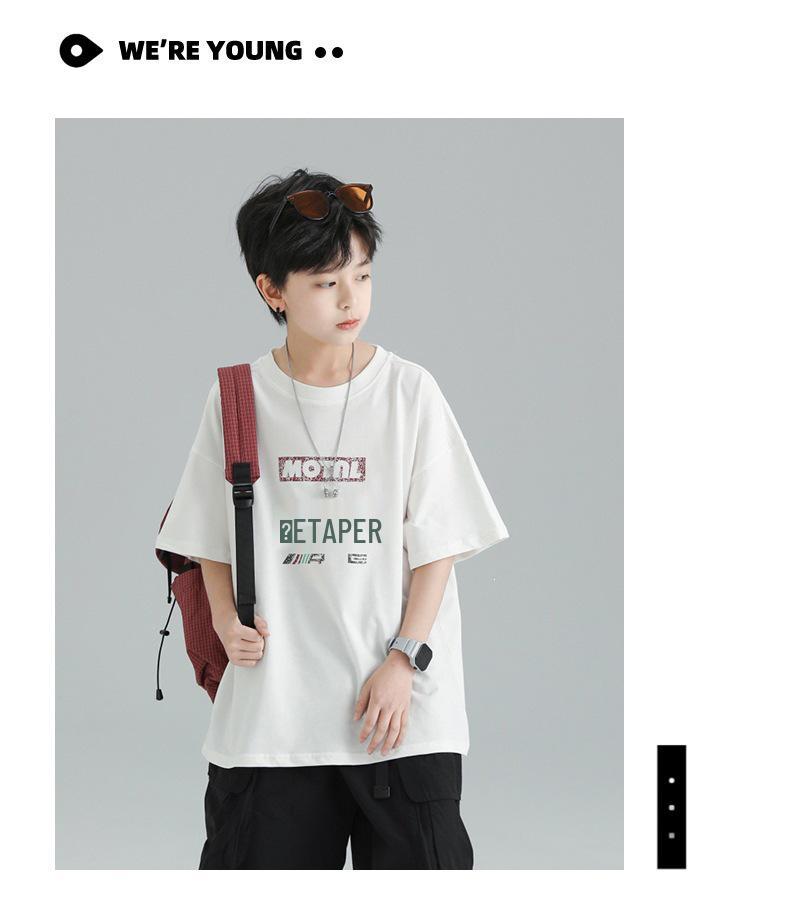 Boys' Trendy Korean Style Cartoon T-Shirt - Casual Loose Fit, Short Sleeve Summer Top