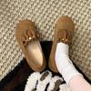 Fashion Slip-on Suede Single Shoes Autumn New Round Toe Shallow Mouth Pleated Non-slip Wear-resistant Flat Shoes
