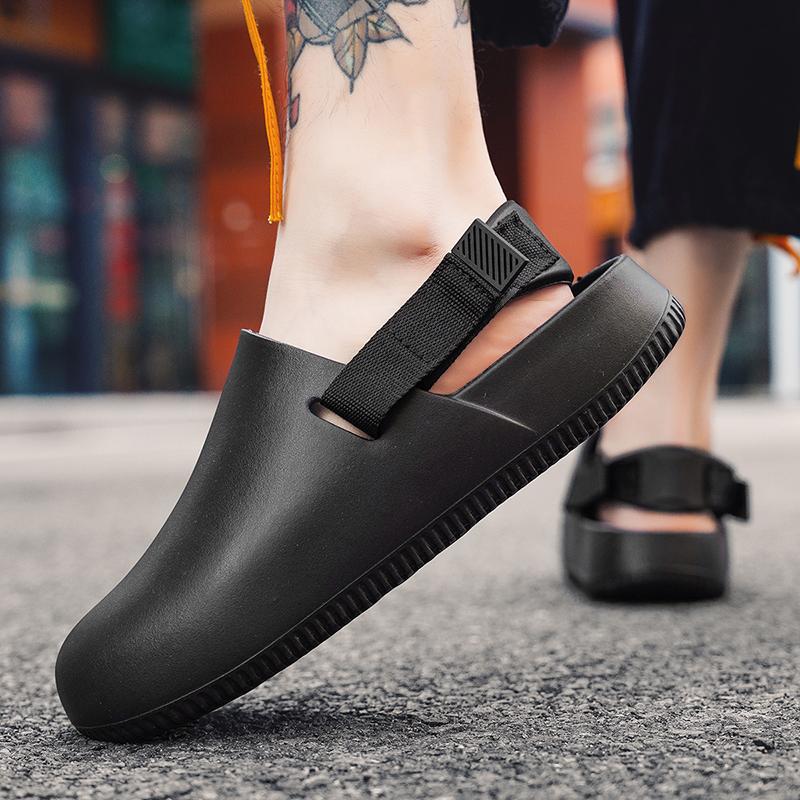 Fashion Shoes Men Summer Thick Bottom Casual Men's Beach Sandals Lightweight Hollow Out Breathable Baotou Slippers Couple Casual Shoes