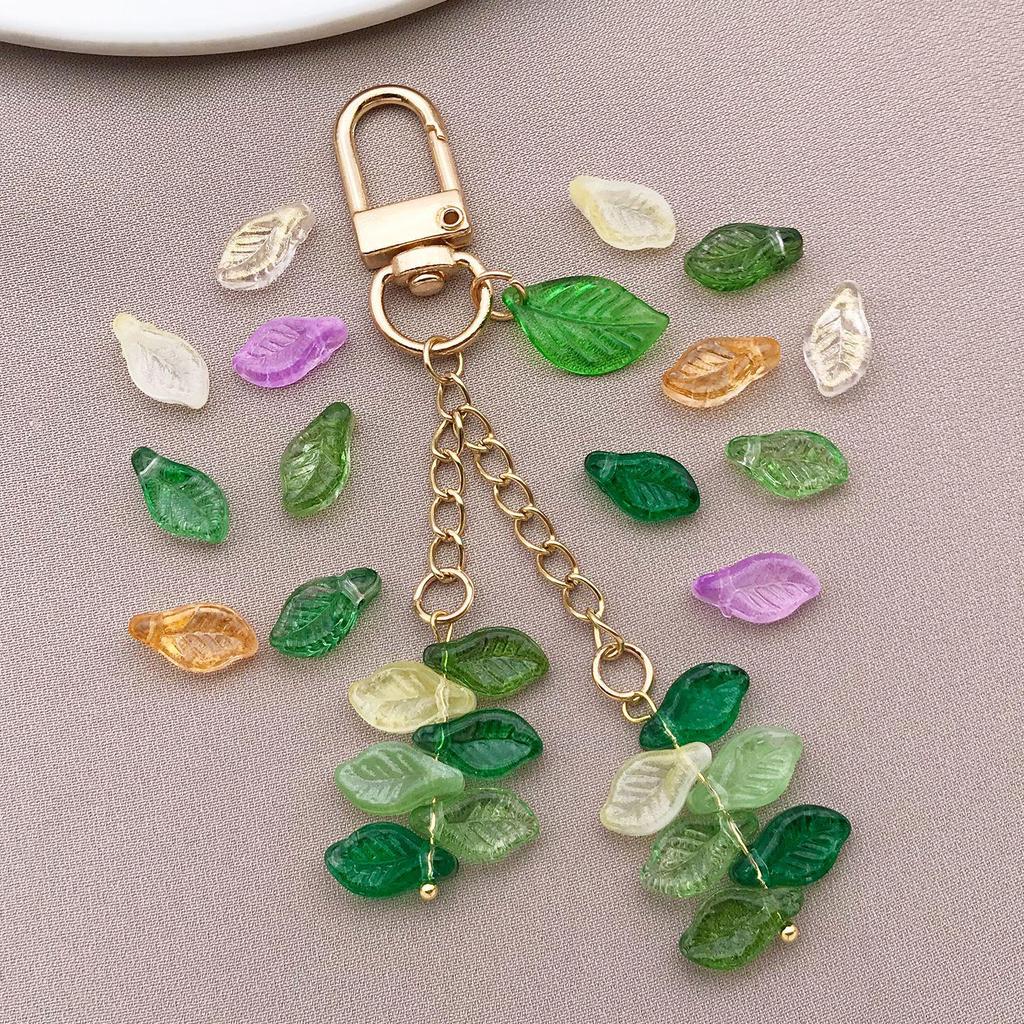 Glass Leaf Charm Keychain & Bracelet Bead DIY Kit