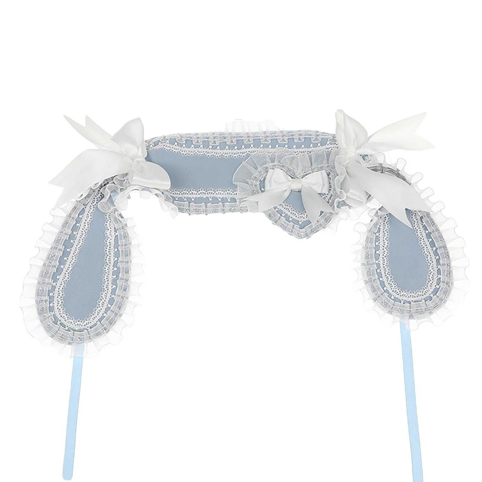 

Ободок с кроличьими ушками с кружевным бантом, праздничный ободок для волос, реквизит для аниме, широкий ободок, реквизит для фото, маскарадная повязка на голову синий