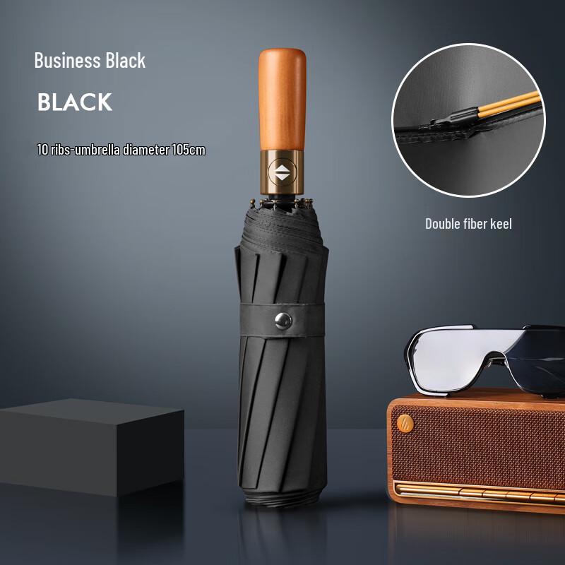 Men's Premium Automatic Folding Umbrella with Wooden Handle