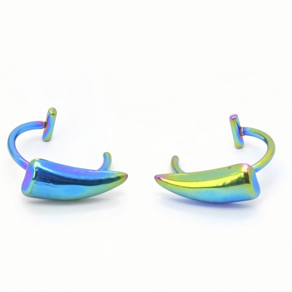 

Vampire Fang Shape Fake Lip Ring Punk Non-Piercing Fake Labret Piercing Lip Stud Stainless Steel Round Faux Lips Clip Hoop&Labret, Lip Piercing Jewelry&Oral