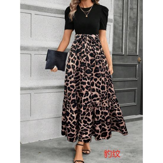 Women's Floral Print High Waist Fashion Elegant Temperament Dress