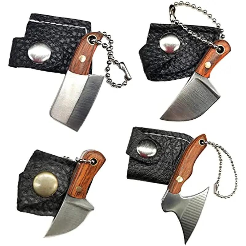 4pcs/Set Stainless Steel Pocket Knife Kitchen Mini Knives EDC Keychain Portable Unboxing Knife Outdoors Fishing Cutter