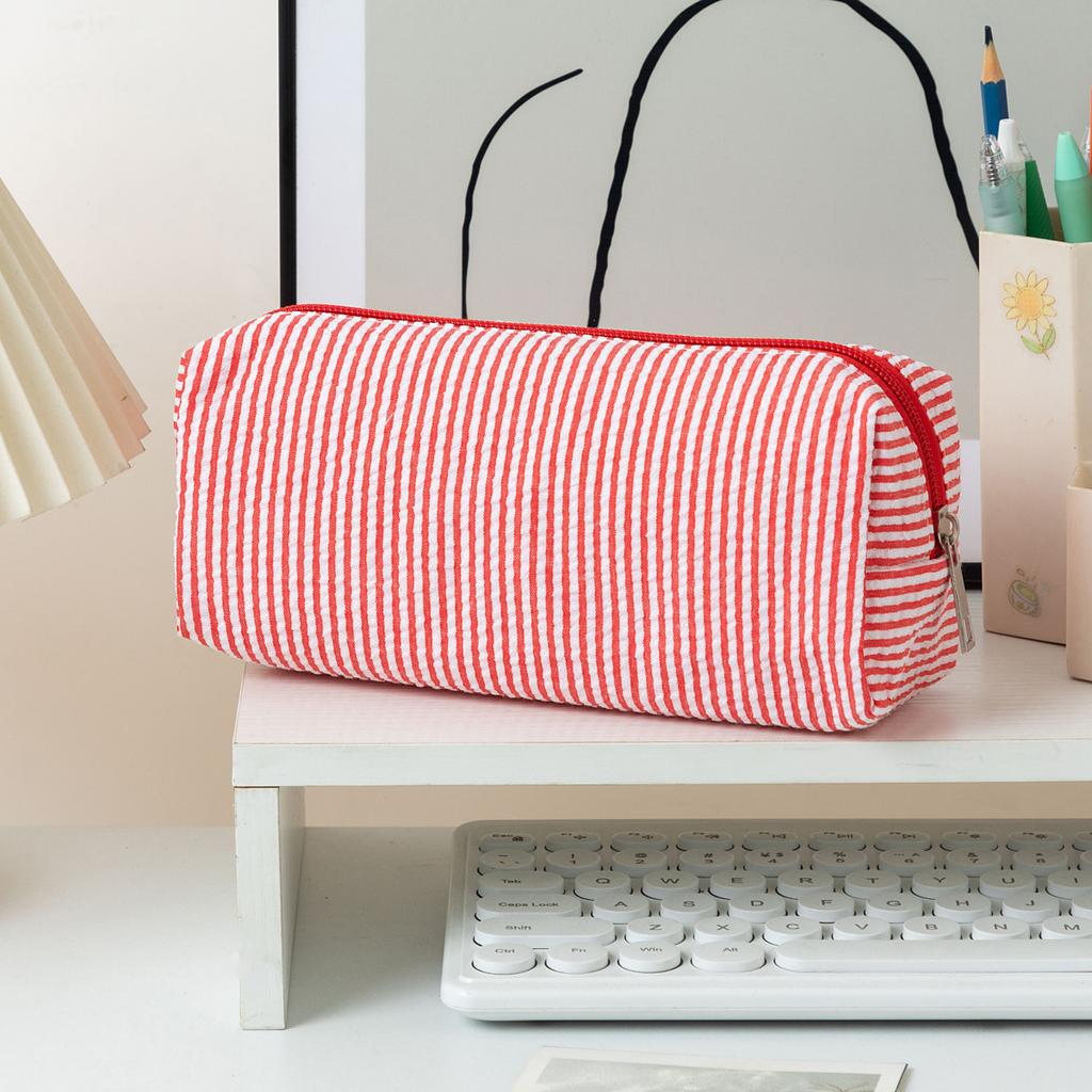 1pz Astuccio con Motivo a Righe Colorate con Cerniera Liscia Borsa per Cancelleria Bellissima Pochette A3141