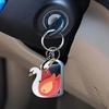Pendentif Porte-clés Cygne Dégradé Forme Cygne Pendentif Sac avec Boucle Métallique Couvercle Porte-carte d'accès en Similicuir Porte-clés Voiture Accessoire de Sac
