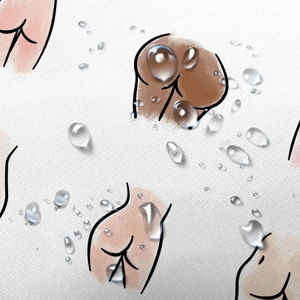 Bathroom Funny Shower Curtain, Funny Butt Hilarious Fabric White Toilet Decoration Accessories Shower Curtain with 12 Hooks