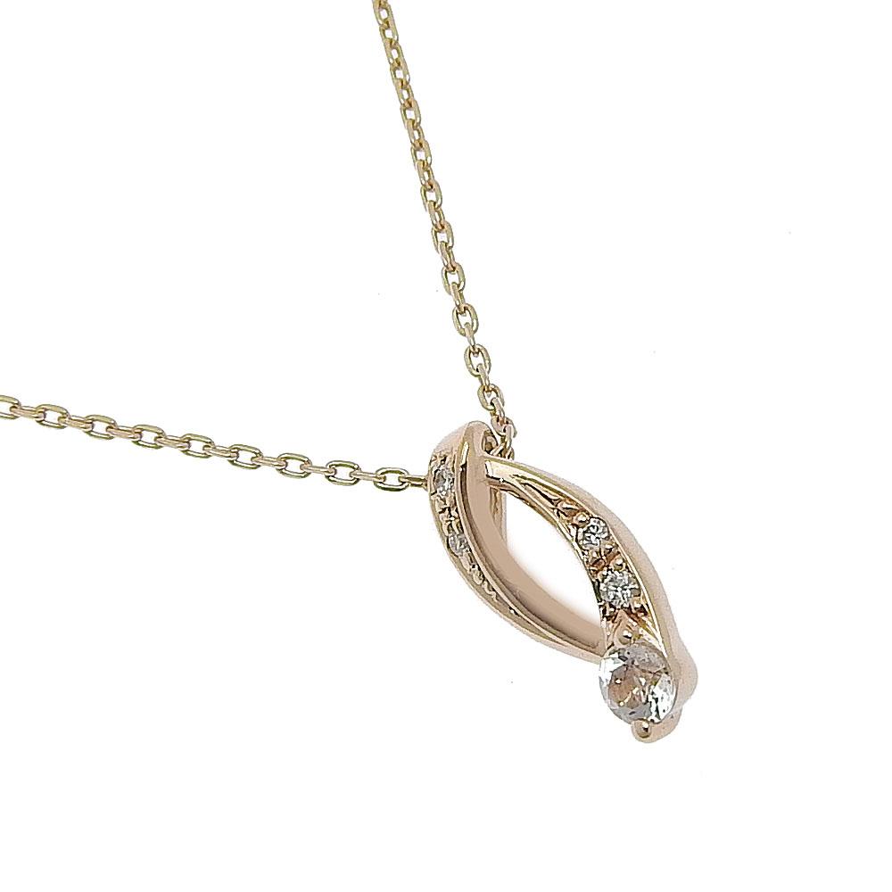 

STAR JEWELRY Necklace K10 Pink Gold/diamond 1.1g Women Used
