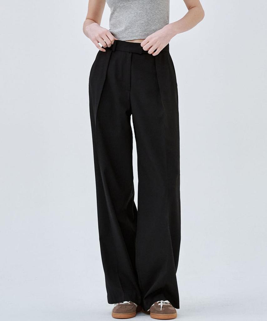 Marop 2172 Single-Pleat Wide Pants (Black)