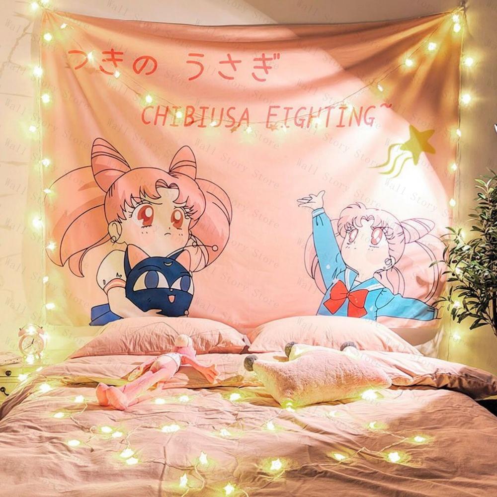 Tsukino Usagi Tapestry Anime Wall Art Hanging Tapestry Kawaii Room Decor for Dorm Bedroom Tapestry Home Decoration Tapestry