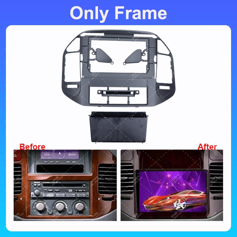 10inch Car Radio Face Frame For Mitsubishi Pajero V73 V60 V68 2004-2011 Fascia Stereo Panel Mounting Head Unit Canbus Cable