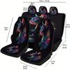Neon Cat Themed Car Seat Cover Set For Most Cars, Fashionable Novelty Car Seat Protector Covers Full Set, Universal Car Seat Cov