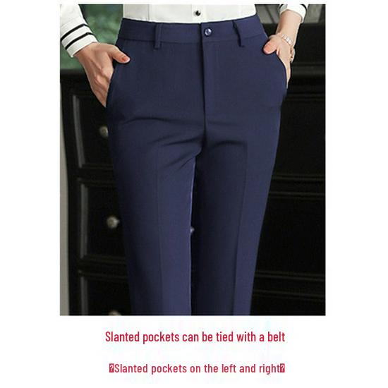 Women's Professional Elastic Straight-Leg Trousers for Office and Hotel Wear