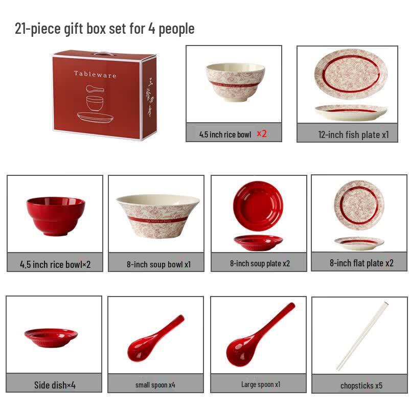 Nordic Style Red Wedding Dinnerware Set