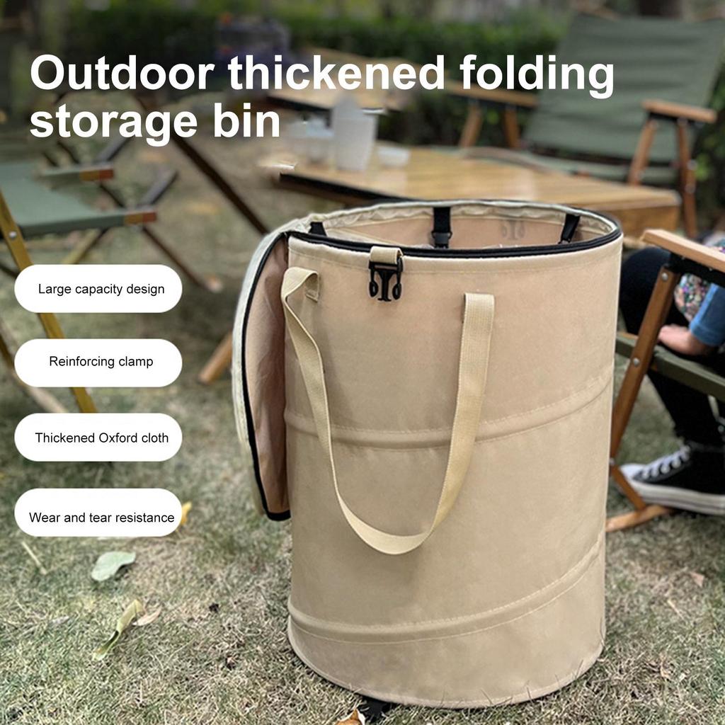 Camping Trash Can 37L  Pop-Up Outdoor Garbage Bin Portable Storage Bucket Foldable Garden Garbage Bag Camp Dirty Clothes Basket
