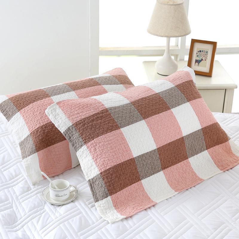 Three-Layer Washed Cotton Plaid Gauze Pillowcase - Soft, Breathable, Sweat-Absorbing Japanese Style