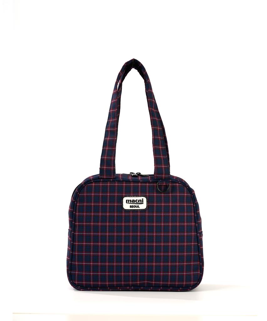 Macni Checker Square Shoulder Bag Navy Check