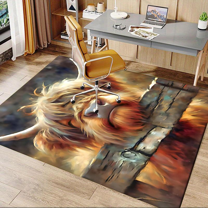 Highland Cow Chair Mat: Office Carpet, Oversized Rug for Home Decor, Sofa Mat, Desk Pad Gift Suitable for Bedroom, Living Room, Any Room