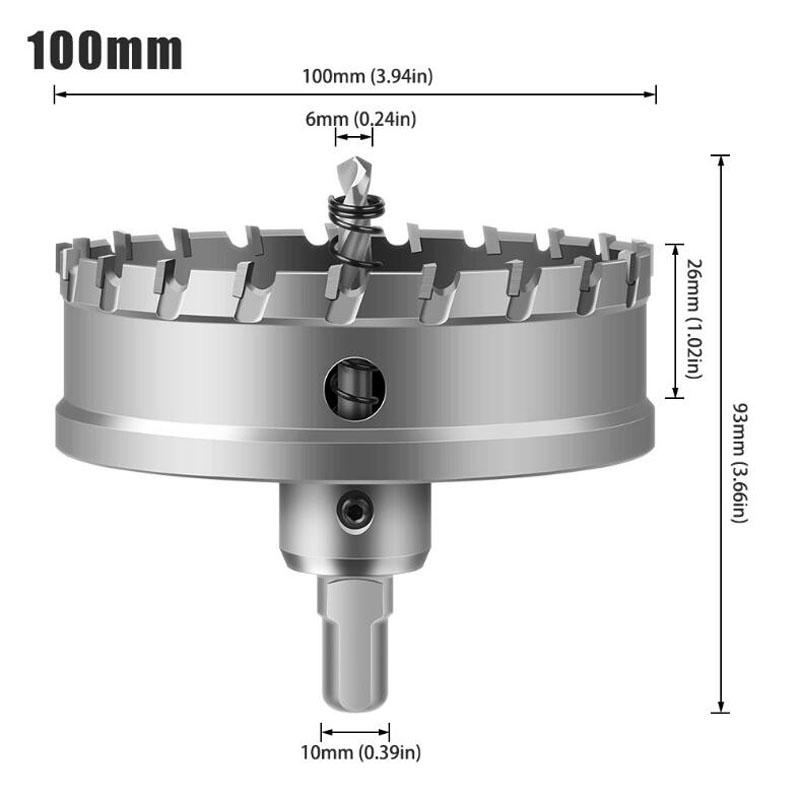 

Сверло с твердосплавным наконечником TCT, сверло-кольцевая пила, фреза для сверления металлических сплавов из нержавеющей стали 100mm серый