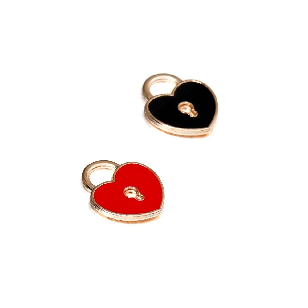 10Pcs/Bag Alloy Love Heart Small Key Lock Shape Charms Enamel Pendant For DIY Bracelet Necklace Jewelry Making Accessories