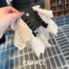 Elegant 3D Lace Bow Ponytail Claw Clip - Korean Style Solid Color Hair Accessory for Women