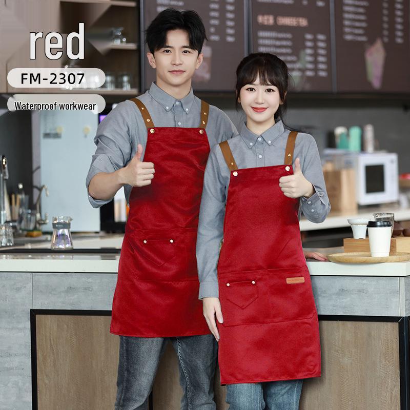 Modern Waterproof Oil-Proof Apron for Kitchen or Coffee Shop красный