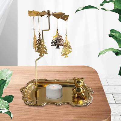 Christmas Rotating Candle Holder Rotary Romantic Retro Ornament Candlestick